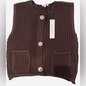 Vigoss Chocolate Knit Vest with Metallic Accents